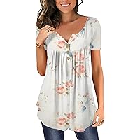 Tee Shirt Femme Long, Tunique D'été Pour Femmes Boutonnée Hauts T