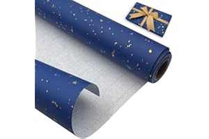 DOJOYKEY Rollo de papel para envolver regalos de cumpleaños, 43 cm x 9 m, reciclable, color kraft azul, ideal para cumpleaños, bodas, baby showers y decoración de fiestas