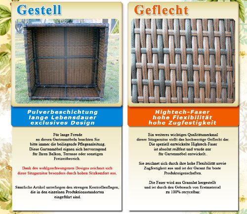 XINRO 19tlg XXXL Polyrattan Gartenmöbel Lounge Sofa günstig - Lounge Möbel Lounge Set Polyrattan Rattan Garnitur Sitzgruppe - In/Outdoor - handgeflochten - mit Kissen - braun