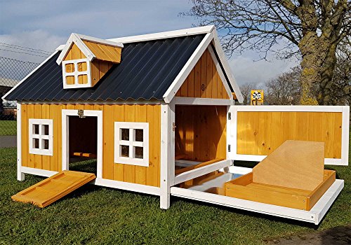 COCOON HÜHNERSTALL HÜHNERHAUS ECO COCOON HÜHNERSTALL HÜHNERHAUS MIT NISTKASTEN (2 PLAEZTE) BIS ZU 6 HÜHNER MIT LEICHT REINIGEN PLASTIKDACH - BLECHWANNE - RAMPE - SITZSTAEBE - INTERNER SICHERER NISTKASTEN MIT LAUFGEHEGE IN WEISS - 4