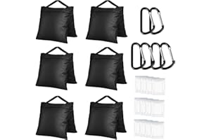 Victiv 6 Pack Sandbags for Light Stand Photo Studio, Heavy Duty Sand Bags Gazebo Weights, 22.4×10.4" Oxford Cloth Weight Bags for Tripod, Pop up Tent, Sun Umbrella Base, Fishing Chair, Max Load 11.8kg
