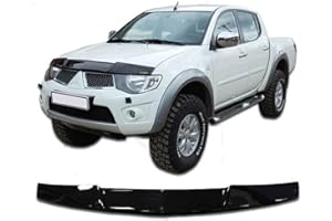 SCOUTT | Hood Deflector Bonnet Guard Compatible With L-200 2007-2015 Black, Tinted, Aerodynamic, Acrylic Glass