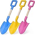 Garden Tool 16" Long Kids Beach Spades Sand Snow Shovels Toys Gardening Digging Kit Sandbox Sturdy Scoop Durable Wood Handle ABS Plastic Spade for Garden Backyard Summer Kids Adults (3 Pack)