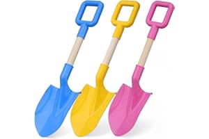 DILABNDA Garden Tool 16" Long Kids Beach Spades Sand Snow Shovels Toys Gardening Digging Kit Sandbox Sturdy Scoop Durable Wood Handle ABS Plastic Spade for Garden Backyard Summer Kids Adults (3 Pack)