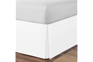 AmigoZone Plain Cotton Percale Platform Base Valance Pleated (White, Double)