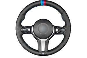 MEWANT Housse de volant cousue à la main pour BMW Série 1 E81 E82 E87 E88 2008-2013/Série 3 E90 E91 E92 E93 2006-2011 / M3 E90 E92 E93 2008-2013