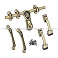 Shiv Sarika India Vinayak Pooja Kit Zinc Alloy Heavy Double Door Fitting Accessories Full Set/Kit(1 Aldrop,2 Handles and 2 Door Stopper) (8 Inch,Antique Brass)