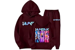 GENERICO K-Pop D-Demon H-Hunters Tuta Ragazze 2-14 Anni 2 Pezzi Felpa con Cappuccio Stampa e Pantaloni da Jogging Tute da Sportiva Y2K Streetwear Tracksuit per Bambino Maniche Lunghe Casual Completo Huntr/x