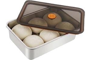 AnefanoozZ Pizzalåda med lock, gjord av rostfritt stål, Måtten är 30x21x8,5 cm för pizzadeg, jäst och gjutdej, för köksbehåll