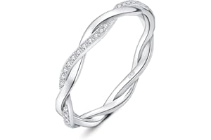 JewelryPalace Empilable Amour Cubic Zirconia Infini Bague Taille Rond Pierre Argent 925 Femme, Plaqué Or Jaune Or Rose Torsade Bague Fiançailles Mariage Promise Alliance, Ensemble Bijoux Mariee