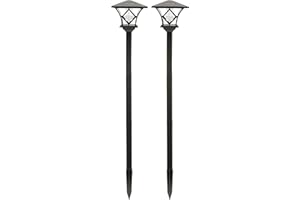 Gardenwize - Pack of 2 Black Solar Powered Stake Post Lights, Rechargeable Solar Panel - 60cm Tall - Automatic Lights, No Running Cost, Environmentally Friendly (SWGSL51)