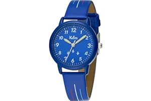 KDM Montre Enfants Montre Pédagogique Apprentissage Filles Garçon Montres Étanche Analogique Quartz Montre Bracelet Cuir Time Teacher, Cadeaux pour Enfant 3-12 Ans