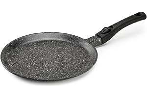 Pradel Excellence - PCUI001020 - Poêle à Crêpes Fonte d'Aluminium Premium Ø28cm - Revêtement Anti-Adhésif Façon Pierre - Manche Amovible - Tout Feu, Induction, Noir