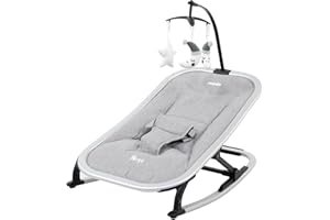 MIGO Transat HUGO 0-6 mois - 9 Kg max - Position fixe ou balancelle - Pliable - Jeux d'éveil inclus