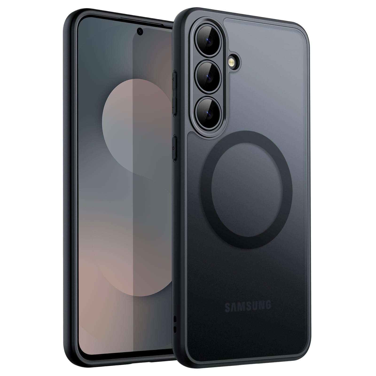 JETech Funda Magnética para Samsung Galaxy S25 FE, Negro | Compatible con MagSafe, Parte Trasera Mate Translúcida, Carcasa Protección Antigolpes