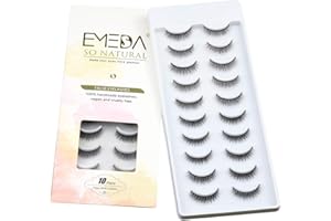 EMEDA Faux Cils Naturel 10 Styles, 10 Paires Faux Cils Naturels 3D, Faux Cils Longs Et Duveteux Dramatique Cils, Natural False Lashes Wispy Cateye Eyelashes (SP27)