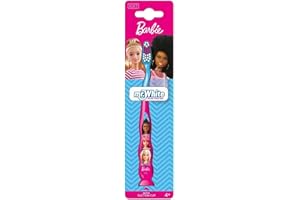 MR.WHITE BRUSH YOUR WAY Barbie Little Teeth Toothbrush for Kids with Protection Cap, Soft Rounded Bristles, Comfortable Handle Grip and Suction Cup for Upright Storage for Children Ages 3+