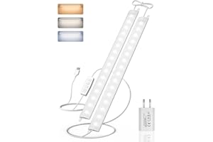 GOODEA Lampe de Cuisine LED Filaire Ultra-Fine, Réglable en Luminosité - Bande Lumière 2 x 30 cm 400 lm avec Interrupteur, 3 Températures de Couleur - Éclairage Led pour Cuisine Sous Meuble 220V