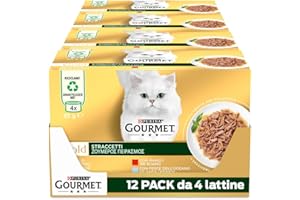 GOURMET Gold Cibo Umido per Gatti Adulti Straccetti con Manzo, Pollo, Pesce dell'Oceano e Salmone 48 Lattine da 85g