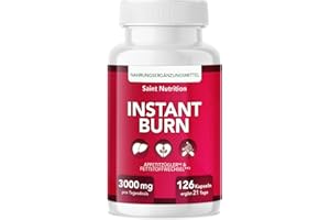 SAINT NUTRITION INSTANT BURN® Appetitzügler Kapseln – Abnehmen & Stoffwechsel - EXTREM hochdosiert mit Glucomannan, Cholin, Vitamin B1 und B6 – Für Frauen & Männer, schnell & stark – Nahrungsergänzung, 21 Tage Kur