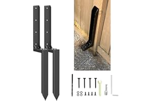 ANTUREBAY Fence Post Repair Kit with Nails Heavy Duty Steel Fence Post Repair Stakes, Ground Spike for Tilted/Broken Wood Fence Post or Mailbox (2 Pack Fence Post Repair Stakes)