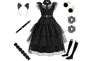 Eadaion Mädchen schwarz Halloween kostüm kinder Up lange Kostüm Kleid für Kinder Familie Fancy Cosplay Halloween Party Outfit 4-14 Jahre