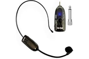 DEEKE Head Microphone Wireless, Head Sets with Microphones, Bluetooth Headset Mic Ideal for Speakers PA System Voice Amplifier Wireless Microphone megaphone for Teacher, Tour Guides, Fitness Instructor