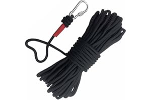 ‎HAIY HAIY Kletterseil Hilfsseil, Fischerei Bergung Seil mit Karabiner, 20m Outdoor Seil, Allzweckseil, Festmacherleine, Strick, Gartenseil, Seil für Outdoor, Sport, Camping (Durchmesser 8mm, Schwarz)