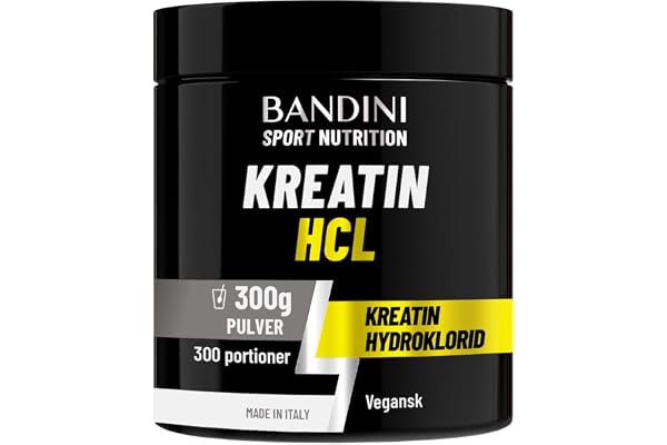 Bandini® Kreatin HCL i pulver - Mycket stark och intensiv smak men 100% REN | Ta inte detta tillskott om du är känslig för SY - Baserad på ren kreatinkloridrat - Kosttillskott för sport & gym - 300g