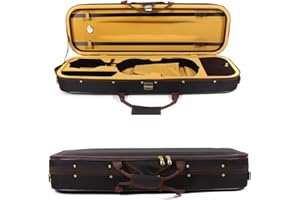 WUQIMUSC Caja de violín de lona 4/4 tamaño completo de madera rectangular con correas duraderas 2 soporte para arco bolsa de violín de viaje
