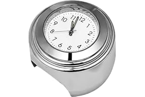 DYOUen Horloge de guidon de moto à quartz pour guidon de moto - Horloge universelle - Calendrier de vélo - Chromé - Étanche à l'eau - Étanche à la poussière - Thermomètre de guidon