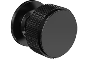 FURNIWARE Pack of 10 Knurled Cabinet Knobs, Matt Black Cabinet Knobs, Solid Cupboard Handles with 2 Sizes Screws, Round Single Hole for Kitchen, Dresser, Wardrobe, Chest of Drawers, Furniture