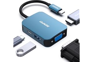 BENFEI Hub USB C, Adaptador USB Tipo C a HDMI VGA, Adaptador USB C a USB, Suministro de energía USB Tipo C, Compatible con MacBook Pro 2021/2020/2019, Surface Book 2, DELL XPS 13/15, Pixelbook y más