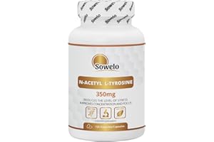 ‎SOWELO Sowelo N-Acetyl L-Tyrosine, 350 mg, Vegetable Capsules, NALT Dietary Supplement, Reduces Stress Sensation, 120 Tablets
