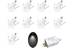 KPSLUCERNA Faretto LED piccolo 9PCS 12V 1W da incasso luce cella per cucina, scale, armadio, corridoio, illuminazione fai da te Vetrina luce da incasso IP65 CE ROHS (Bianco Bianco freddo, 30°)