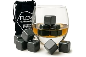 FLOW BARWARE Zestaw 12 kostek do whisky, do whisky, szkoły, bourbona, whiskey shtones, prezent