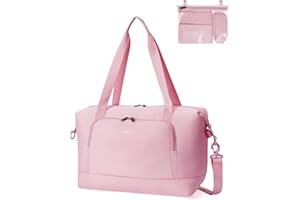 ECOHUB Bolsa de Viaje 40x30x20, Tamaño Aprobado para Ryanair Vueling Wizzair, Equipaje de Mano Impermeable, Mujer Bolsos Plegable con Húmedo Extraíble, Bolsa Maternidad Hospital 24L (Rosa)