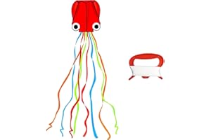 BPTZYLN Red Octopus Kite for Kids 4-8, 30M String, Easy to Fly, Outdoor Fun at Parks, Campuses, and Beaches