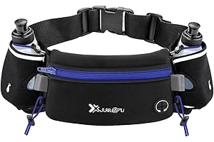 Number-one Running Belt with Water Bottles (2 x 175ml) Hydration Belt Waterproof Waist Pack Fits iPhone Adjustable Sports Waist Pack for Marathon Running Hiking Cycling