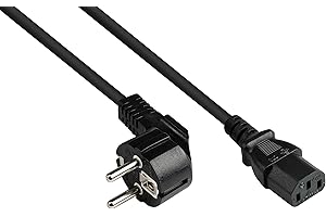 Good Connections Netzkabel - 3 m - Schutzkontakt-Stecker Typ E+F (CEE 7/7, gewinkelt) an C13 Kaltgerätebuchse (gerade) - KUPFERLEITER CU - 1,00 mm² - KALTGERÄTE-Kabel für PC, Monitor, u.v.m. - SCHWARZ