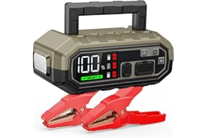 Cxy T15 3000A Jump Starter, PD 65W In/Out Fast Charging 12V Car Battery Booster Pack, Automatic Positive and Negative Terminal Sensing for up to 10.0 Petrol or 8.0L Diesel Engines, Digital LCD Screen