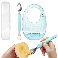 Set 2 Cucchiai In Silicone Per Svezzamento Neonati - Senza BPA, Morbidi, Sicuri, Blu E Rosa