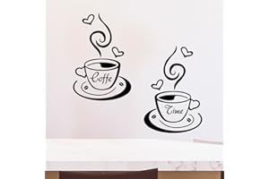 CREATIVASS Vinilo Decorativo Pared Tazas De Café Vinilo Adhesivo Vinilo de Corte Cristales Muebles Cocina Salón Dormitorio Comedor Pegatina Ventana Vinilo Habitación Espejo Frases Vinilo (20X30, TAZAS CAFÉ)