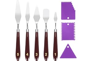 JJWUYUE Set di 8 Spatole da Pittura, include 5 Spatole per Olio per Pasta Strutturata + 3 Spatole per la Pittura Acrilica, Coltelli da Pittura, Attrezzi Artista, Set di Spatole per Dipingere Olio, Gouache