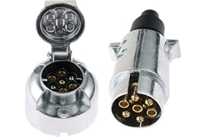 Eacalyc Presa per Rimorchio 7 Poli Spina del Rimorchio 7 Poli Metallo, Presa elettrica Rimorchio Spina Gancio Traino 7 Poli Impermeabile Alluminio Maschio e Femmina per Camion RV Barca o Rimorchio