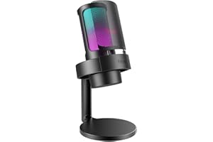 FIFINE USB PC Microphone Gaming pour Streaming, Podcasts, RGB Condensateur Microphone pour Mac PS4 PS5, avec Contrôle RGB, Touche Muette, Prise Casque, Filtre Anti-Pop