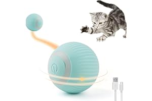 BTKVISEQAT Elektryczna zabawka dla kota z oświetleniem LED, zabawka dla kotów, samoczynne zajęcie, piłka 360 stopni, interaktywna zabawka dla kotów, samokręcąca, inteligentna zabawka dla kota z możliwością