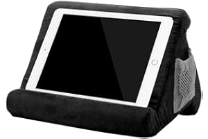 GREENSAPPIRE Cozy Suede Tablet Stand Cushion – Soft Lap Pillow for iPad and E-Readers with Secure Side Pocket, Perfect for Bed, Couch or On-the-Go (Black)