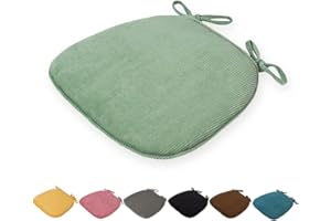 DOTBUY-SHOP DOTBUY Kordsamt Stuhlkissen mit Bändern Abnehmbarem rutschfeste Sitzkissen Stuhl Waschbar Sitzpolster Sitzauflage für Gartenstuhl Gartenbank Terrasse Indoor Outdoor (Hellgrün,43x41x35cm)