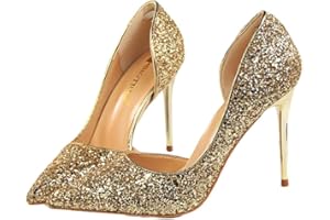 USHOBE 1 Paar Damen Pumps Spitzschuh High Heel Pailletten Stiletto Prom Stiletto Kleid Pumps Schuhe für Abschlussball Hochzeit Bankett Party